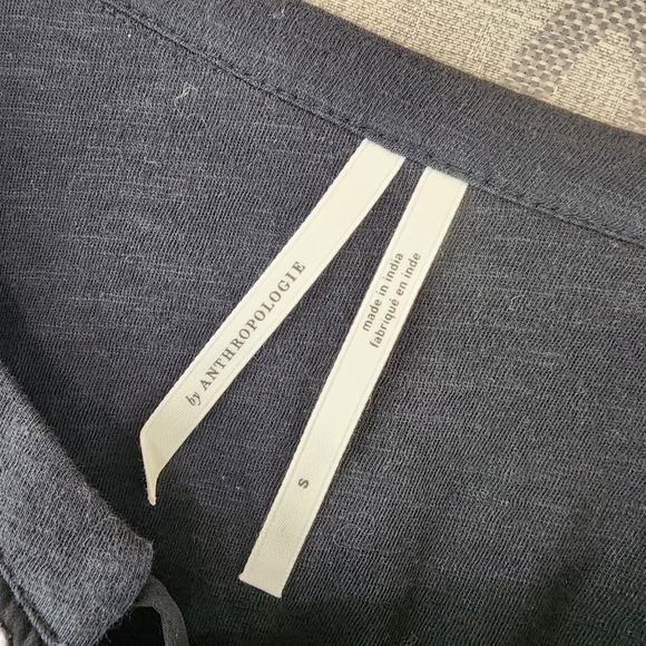 Anthropologie Embroidered Keyhole Ruffle Sleeve Black Blouse S - Picture 7 of 9